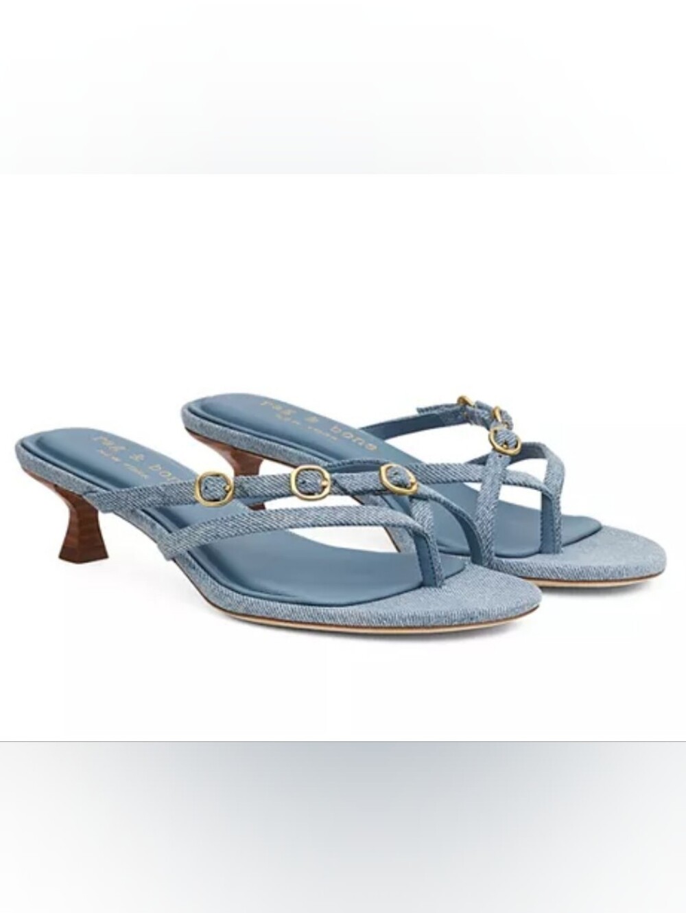 Rag & Bone Sammie Strappy Kitten Heels / Sandles (Light-Wash Denim)